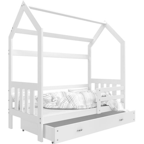 Drveni dječji krevet Domek 2 sa ladicom - 160x80cm - Bijeli slika 2