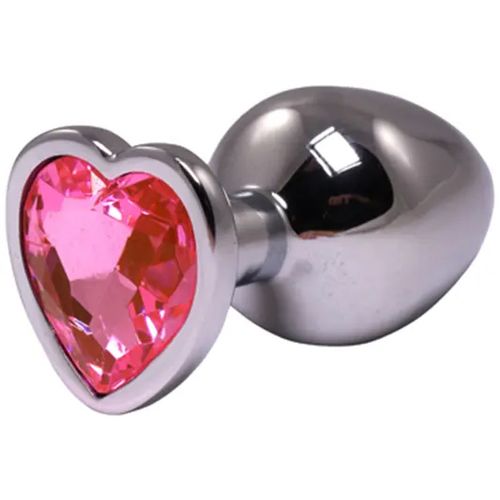 Srednji metalni analni dildo srce sa rozim dijamantom slika 1