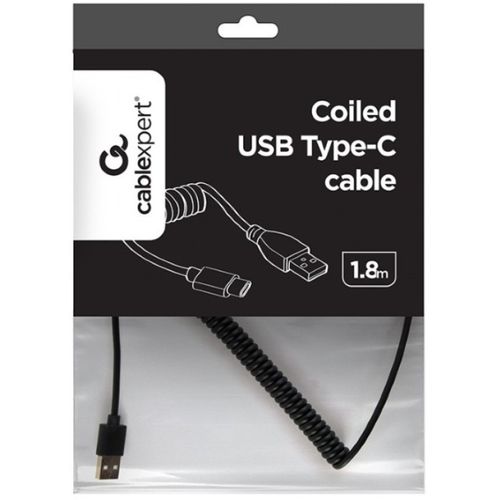 CC-USB2C-AMCM-6 Gembird Spiralni USB 2.0 AM na USB-C kabl, 1.8 m, black slika 4