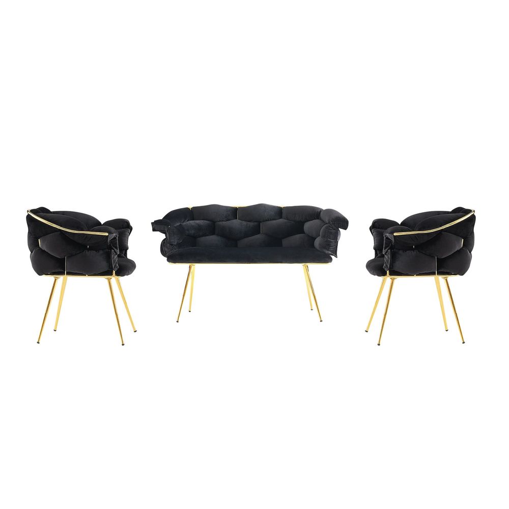 Sofa Set Balon - 2111 boje : crna, zlatna slika 2