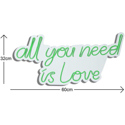Wallity Ukrasna plastična LED rasvjeta, All You Need is Love - Green slika 5