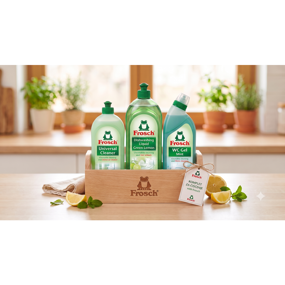Frosch Set za čišćenje kuće 3/1 – WC Menta, Univerzalno pH neutralno i Green Lemon slika 2