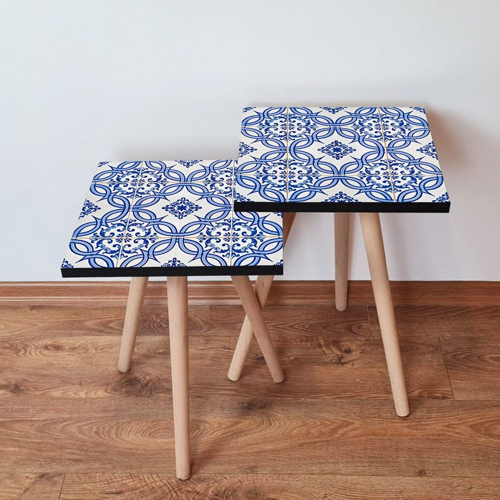 Nesting stolovi 2Shp41 - (2 komada) - boje: mornarsko plava, plava, bijela slika 1