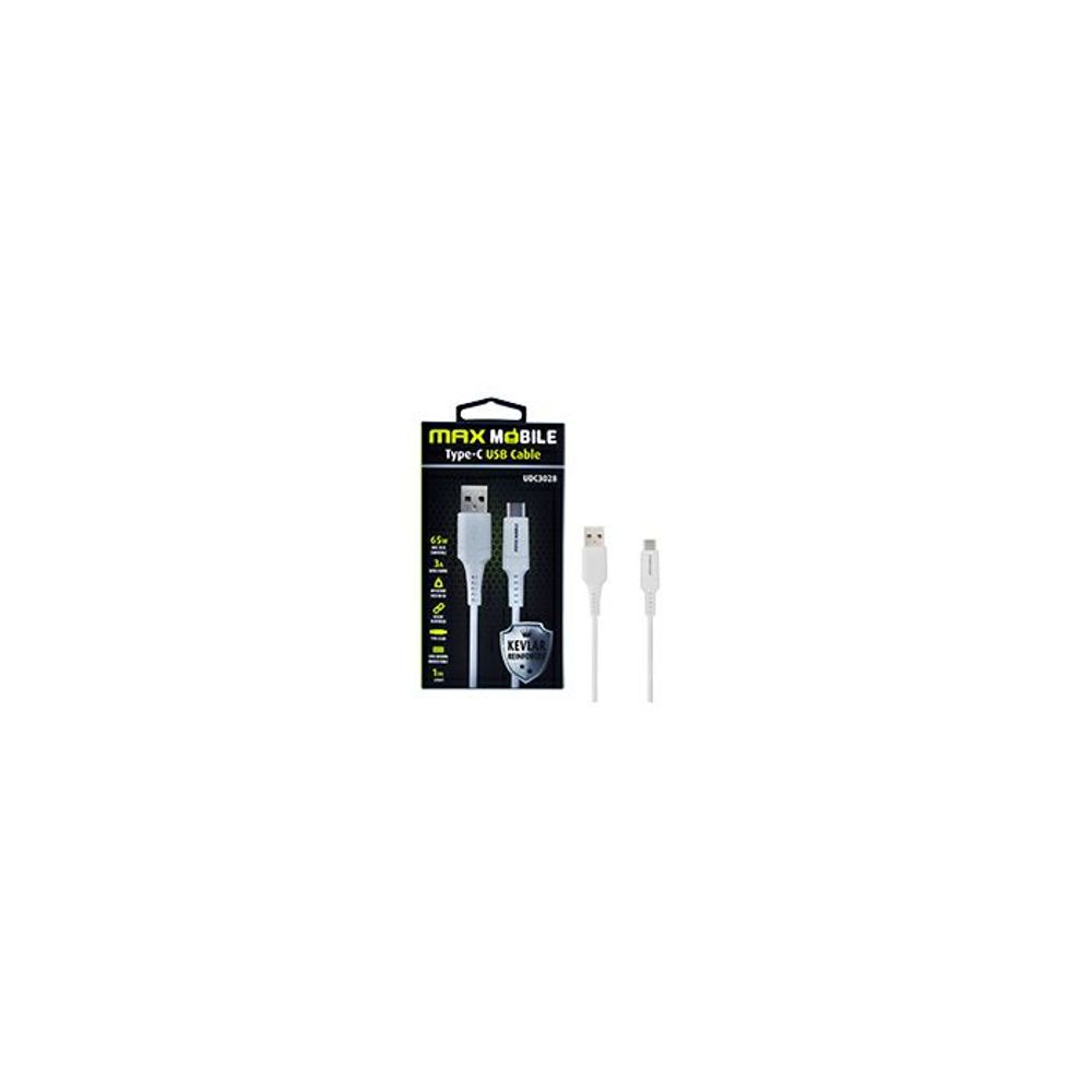MAXMOBILE DATA KABEL USB 2.0 TYPE C UDC3028 KEVLAR WHITE QC 3A 1m slika 2