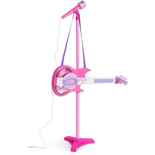 Mp3 dječja električna gitara sa stalkom i mikrofonom roza slika 5