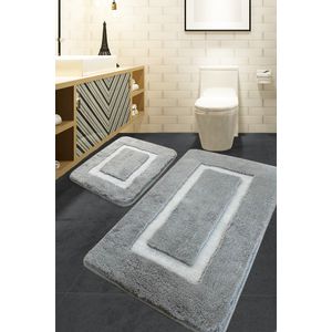 Quadrato Frame - Grey Grey Acrylic Bathmat Set (2 Pieces)