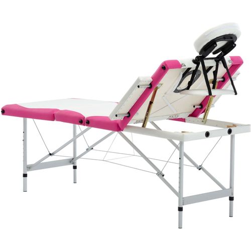 Sklopivi masažni stol s 4 zone aluminijski bijelo-ružičasti slika 11