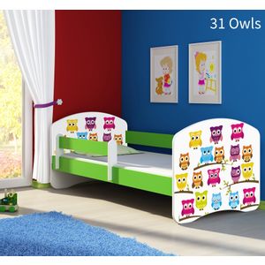 Dječji krevet ACMA s motivom, bočna zelena 180x80 cm - 31 Owls