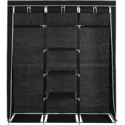 282453 Wardrobe with Compartments and Rods Black 150x45x175 cm Fabric slika 21