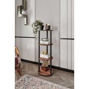  Bookshelf Bookcase 4 Layer Round, colour Walnut