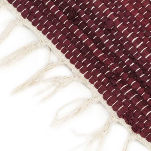 Ručno tkani tepih Chindi od pamuka 80 x 160 cm bordo-bijeli slika 15