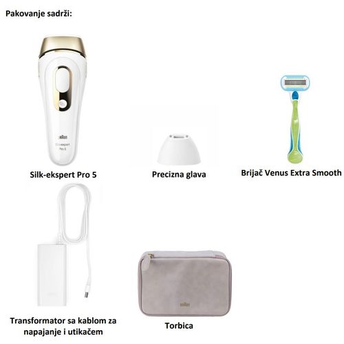 Braun PL5124 Silk-ekspert Pro 5, IPL sa 2 nastavka + Venus brijač i torbica slika 9
