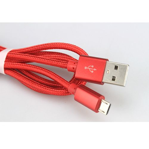 Xwave Kabl USB2.0 na Micro USB 2M,2A,aluminium,upleteni,crveni slika 2