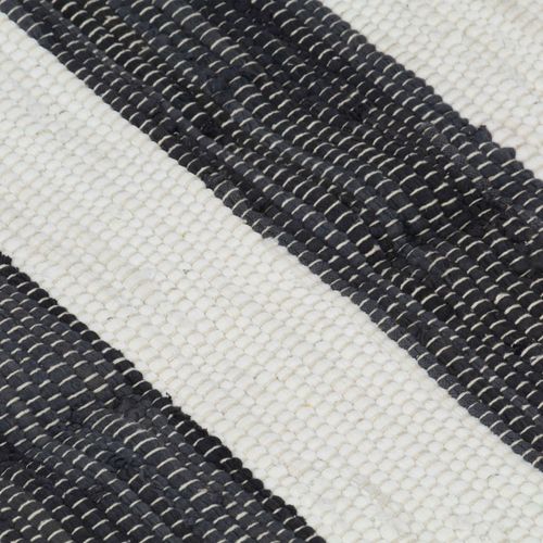 Ručno tkani tepih Chindi od pamuka 80 x 160 cm antracit-bijeli slika 7