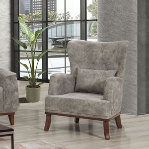 Marta-Gray Grey Wing Chair
