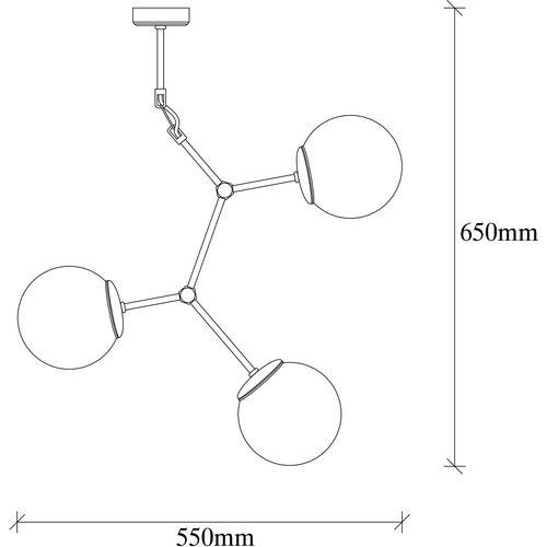 Opviq Vislica DAMAR 4 zlatno- bijela, metal- staklo, 55 x 15 cm, visina 65 cm, promjer kugle 15 cm, 3 x E27 40 W, Damar - 6317 slika 3