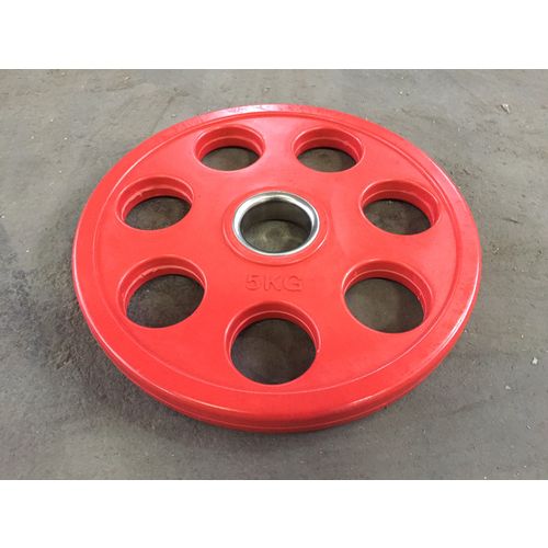 Olimpijski 7-grip gumirani disk uteg 5 kg/ф 51 mm slika 6