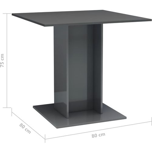 Blagovaonski stol visoki sjaj sivi 80 x 80 x 75 cm od iverice slika 23