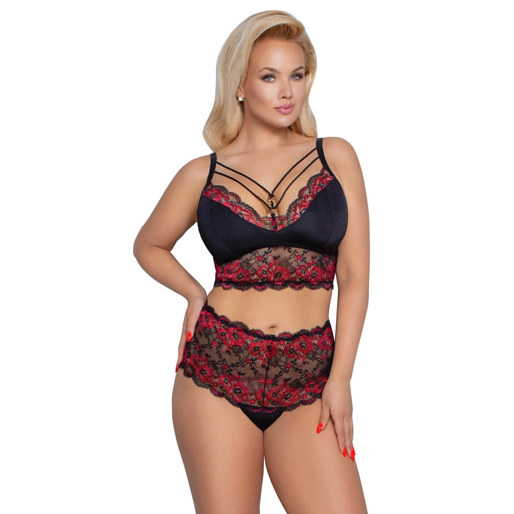 Cottelli CURVES grudnjak i gaćice crno/crveni 4XL slika 2