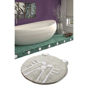 Shy Cat - Grey Multicolor Acrylic Bathmat