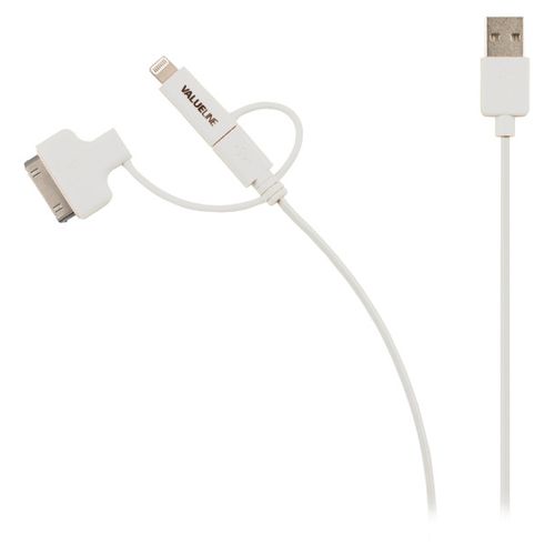 VLMP39410W1.00 Nedis 3 u 1 Sync and Charge Cable USB-A Male - Micro B Male 1.00 m White + 30-Pin Doc slika 3