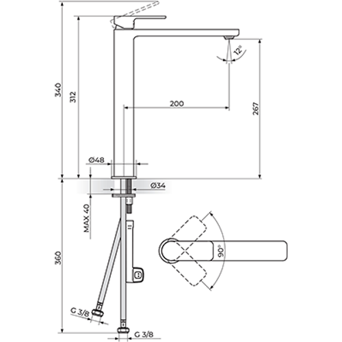 Rosan  S.2  GOLD Baterija za lavabo  XL slika 2