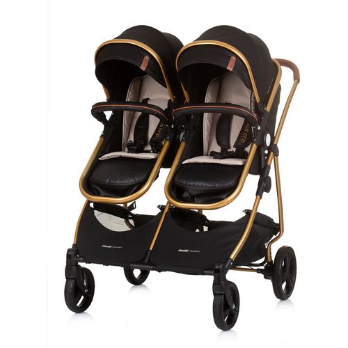 Chipolino 3u1 dječja kolica za blizance ili dvoje djece Duo Smart Obsidian / Gold slika 6