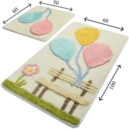 Colourful Cotton Kupaonski tepih akrilni (2 komada), Balon - Pink slika 3