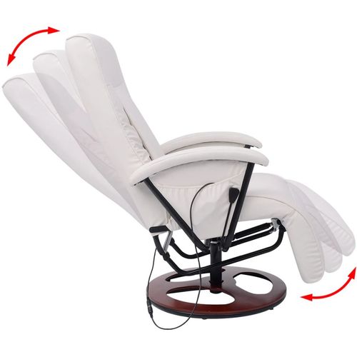 Shiatsu masažna fotelja od umjetne kože bijela slika 21