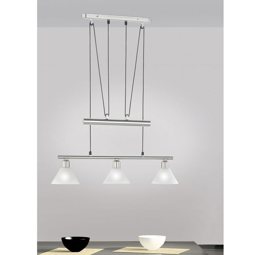 Trio Lighting visilica Stamina 3 – bijela/nikel-mat, 3× E14, podesiva visina slika 2