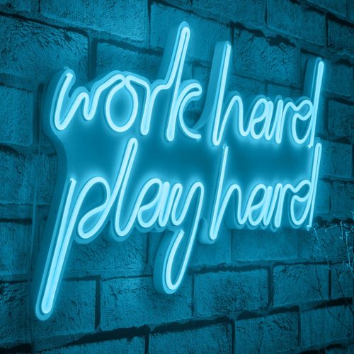 Work Hard Play Hard - Blue Blue Decorative Plastic Led Lighting slika 1