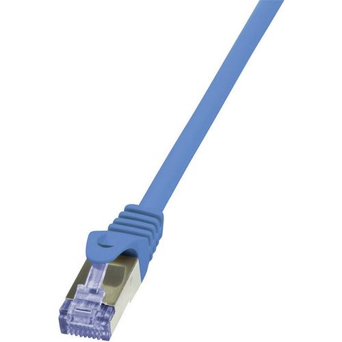 LogiLink CQ3026S RJ45 mrežni kabel, Patch kabel cat 6a S/FTP 0.50 m plava boja vatrostalan, sa zaštitom za nosić 1 St. slika 3