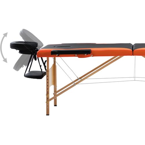 Sklopivi masažni stol s 2 zone drveni crno-narančasti slika 27