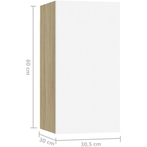 TV ormarići 7 kom bijeli i boja hrasta 30,5x30x60 cm od iverice slika 7