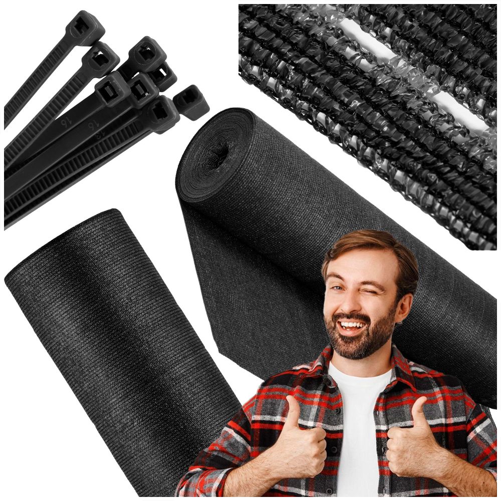 Crna mreža za sjenu 140 GSM 1,5 × 25 m (100 traka) slika 8