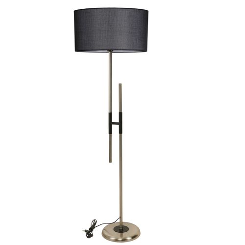 Felix Mat Krom Lambader Silindir Hasır Siyah Abajurlu Black Floor Lamp slika 2