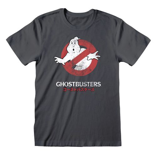 Unisex Majica Kratkih Rukava The Ghostbusters s Japanskim Natpisom - Tamno Siva - L slika 1