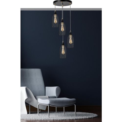 Rio 4 Lü Tepsili Siyah Sarkıt Black Chandelier slika 1