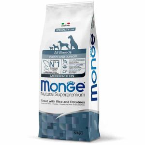 Monge Natural Superpremium  Dog All Breeds Puppy And Junior Monoprotein pastrmka sa pirinčem i krompirom 12 kg