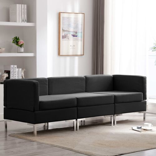 3-dijelni set sofa od tkanine crni slika 9