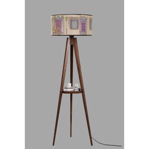 Sehbalı tripod lambader ceviz silindir 01 abajurlu Multicolor Floor Lamp