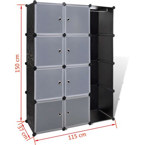 240497 Modular Cabinet with 9 Compartments 37x115x150 cm Black and White slika 35