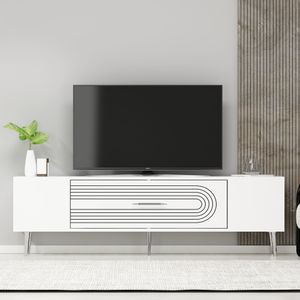 TV Stalak Dekol3 u Bijeloj i Srebrnoj Boji