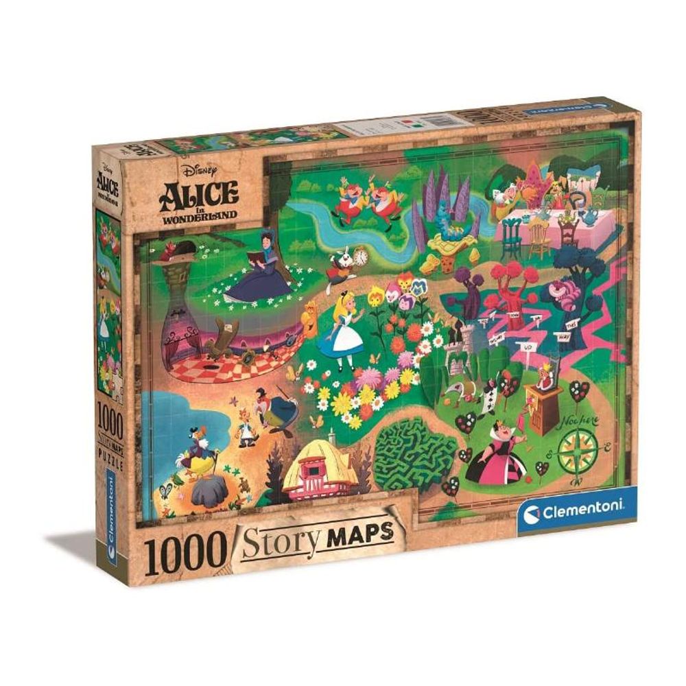 Clementoni Puzzle CL39667 Disney Maps Alice in Wonderland 1000kom slika 1