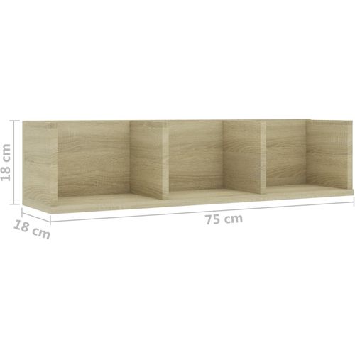 Zidna polica za CD-ove boja hrasta 75 x 18 x 18 cm od iverice slika 10