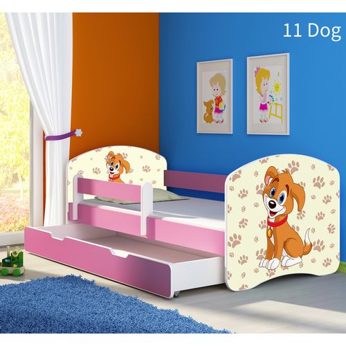 Dječji krevet ACMA s motivom, bočna roza + ladica 160x80 cm 11-dog slika 1