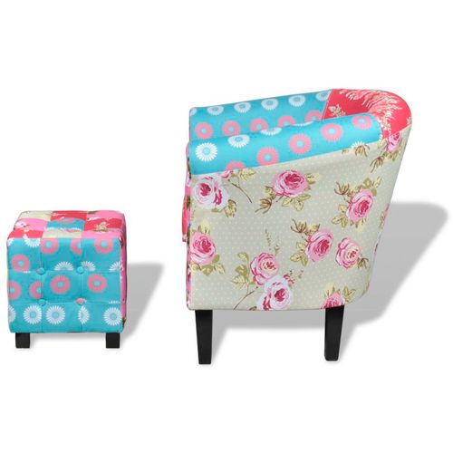 Fotelja od tkanine s osloncem za noge patchwork dizajn slika 40