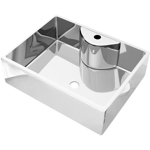 Umivaonik s otvorom za slavinu 48x37x13,5 cm keramički srebrni slika 8
