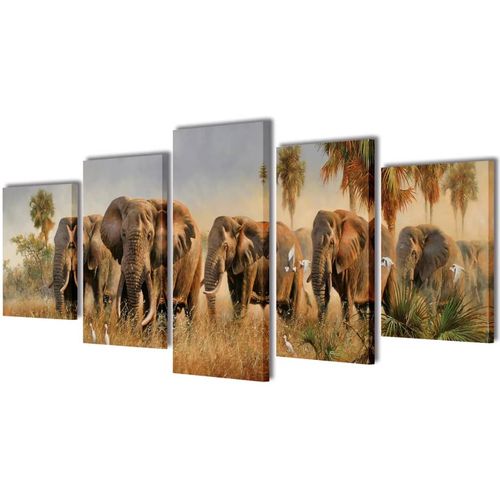 Zidne Slike na Platnu Set Slonovi 200 x 100 cm slika 13