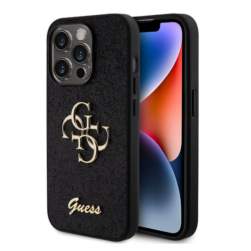 Maska Guess Hc Fixed Glitter 4G Big Metal Logo za iPhone 15 Pro 6.1 crna (GUHCP15LHG4SGK) slika 1